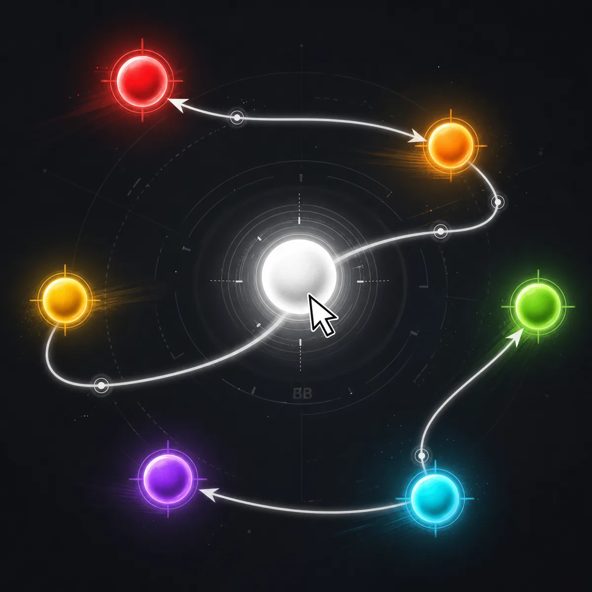 Editorial BallSheet BB aim trainer explainer with glowing targets and cursor path