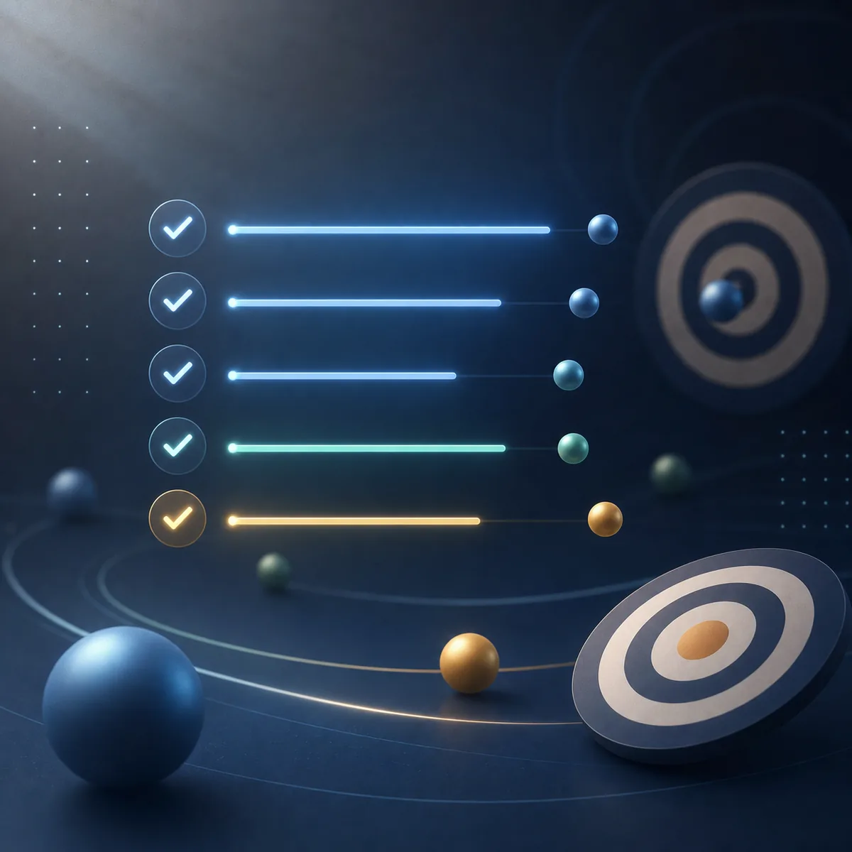 Editorial BallSheet BB score review concept with simple glowing bars and target balls