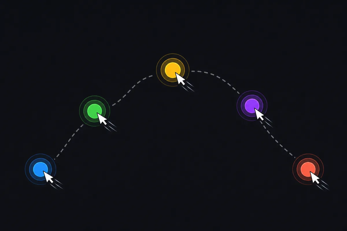 Editorial BallSheet gameplay loop illustration showing target movement and cursor path.