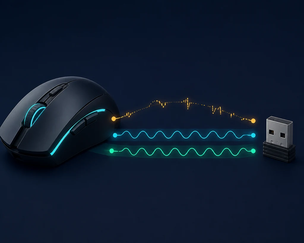 Gaming mouse and receiver with one unstable high-frequency polling signal